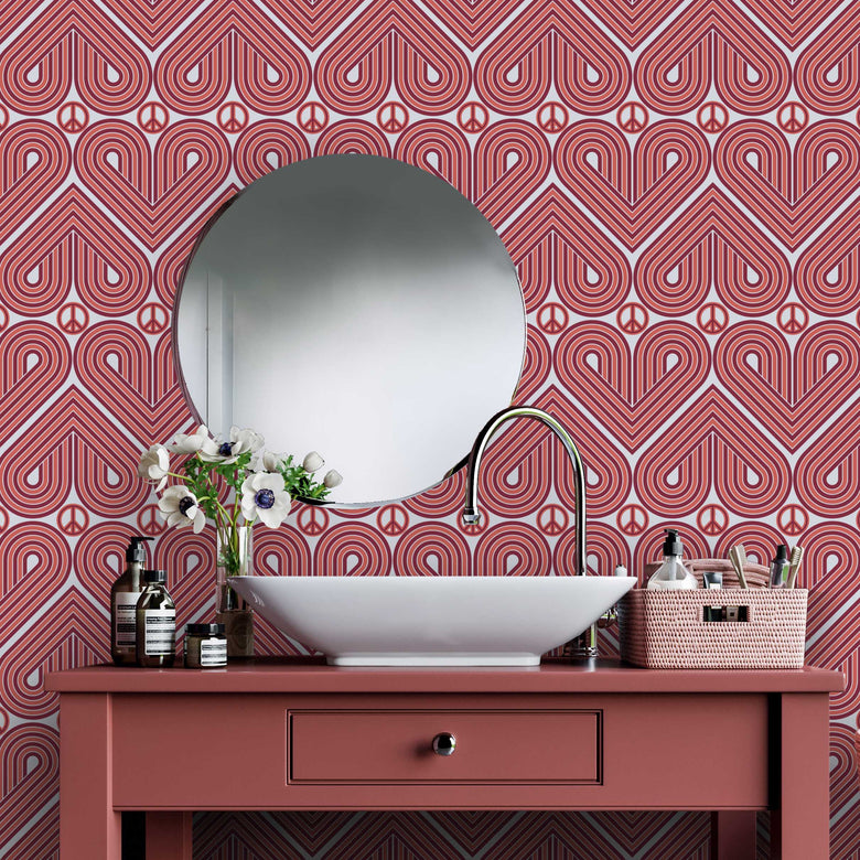Bathroom with Retro 60's Wallpaper