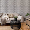 Scandi Living Room with Herringbone Wallpaper