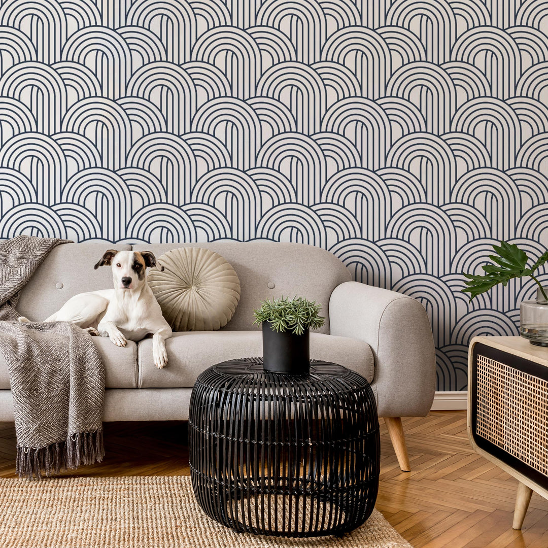 Archway Wallpaper in Dark Blue