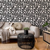 Black and White Doodle Wallpaper in Living Room