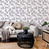 Living Room with Grey Dachshund Wallpaper