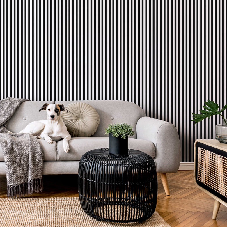 Verticle Stripe Wallpaper in Black and White