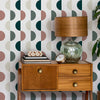 Wooden Side Table with Retro Wallpaper