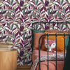 Children's Bedroom with Palm Leaf Wallpaper