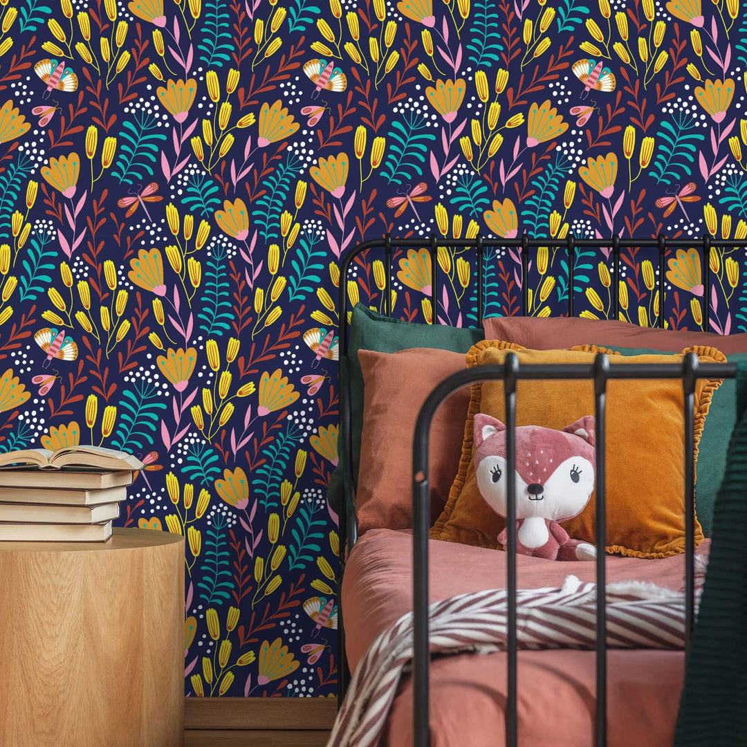 Children's Room with Scandi Floral Wallpaper