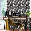 Home Office with Bold Monochrome Wallpaper