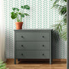 Olive Green Drawers with Simple Chevron Wallpaper