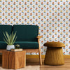 Retro Living Room with Orange Floral Wallpaper