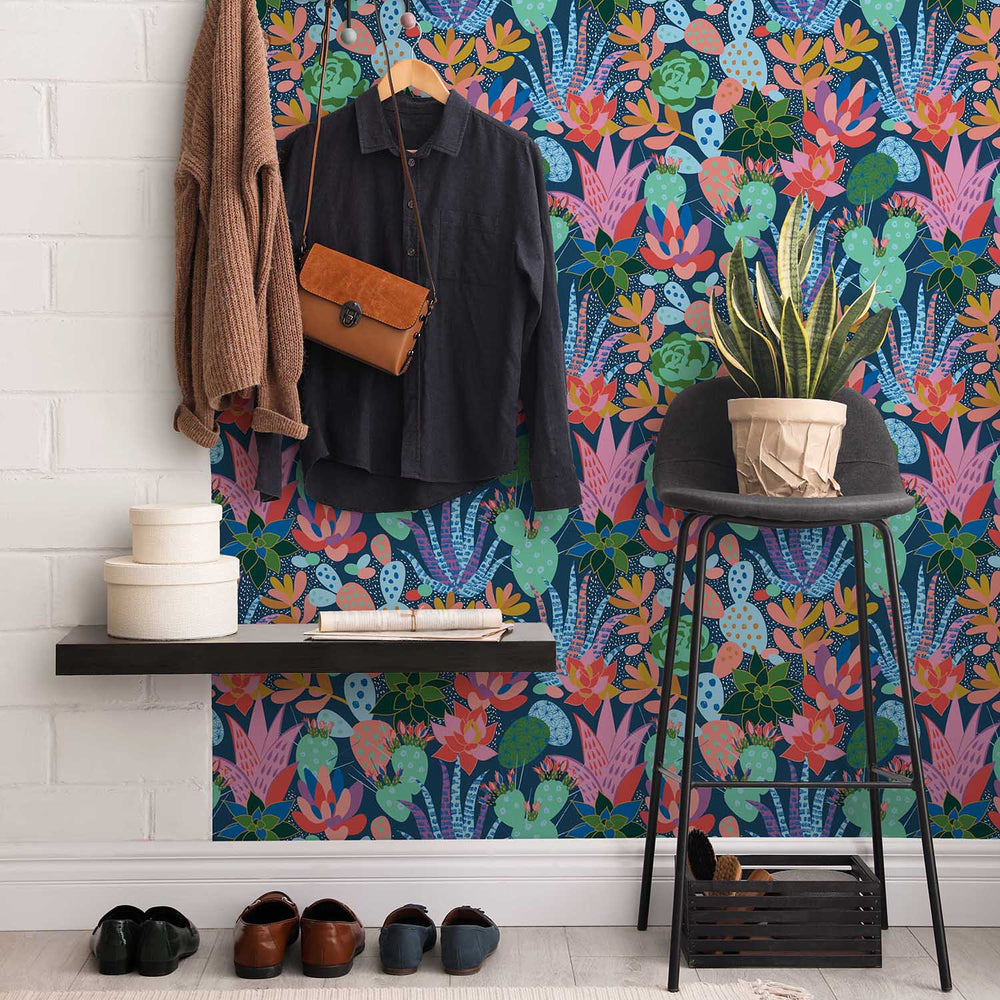 Plantopia Wallpaper In Navy And Brights Lust Home plantopia-wallpaper-in-navy-and-brights-lust-home