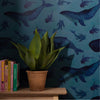 Whale Of A Time Wallpaper in Deep Sea Blue