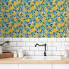 Kitchen Sink with Lemon Print Wallpaper