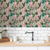 Bathroom with Tropical Plant Wallpaper