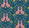 Sample of Bunny Tales Wallpaper in Teal and Cherry Blossom