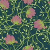 Sample of Dahling Morris Wallpaper in Evergreen, Lime Zest and Dusty Rose