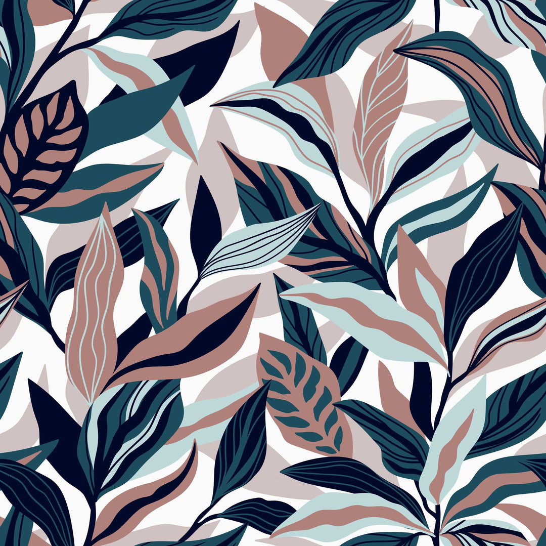 Sample of Honolulu Wallpaper in Dusty Pink, Teal and Indigo