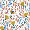 Sample of Garden of Eden Wallpaper in Mustard, Sky Blue and Terracotta