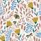 Sample of Garden of Eden Wallpaper in Mustard, Sky Blue and Terracotta