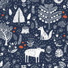 Sample of Moose Wallpaper in Midnight Navy and Crimson Accent