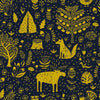 Moose in The Hoose Wallpaper in Midnight Blue and Mustard