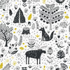 Sample of Moose Wallpaper in Slate Grey and Mustard Accent