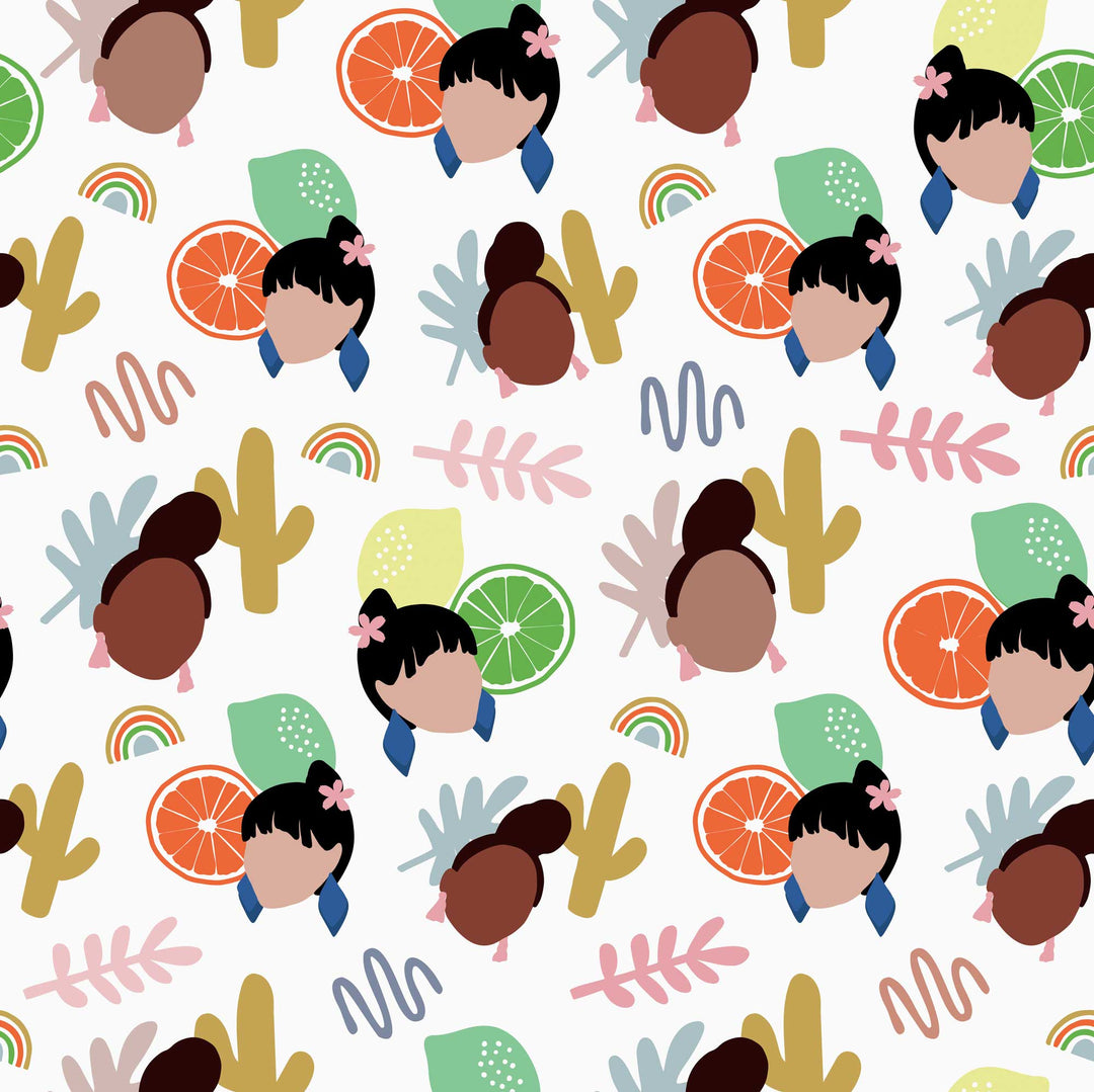 Sample of Frida Wallpaper in White and Brights