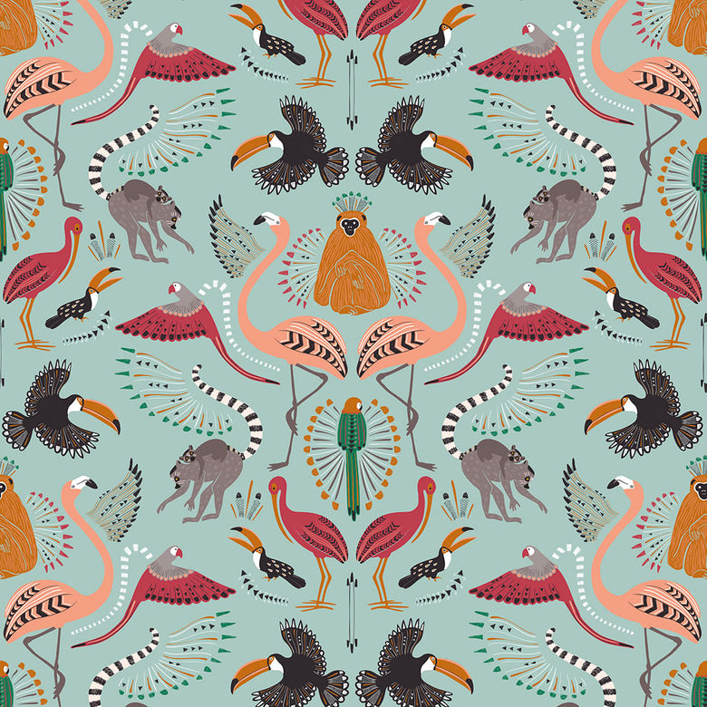Sample of Madagascar Wallpaper in Duck Egg