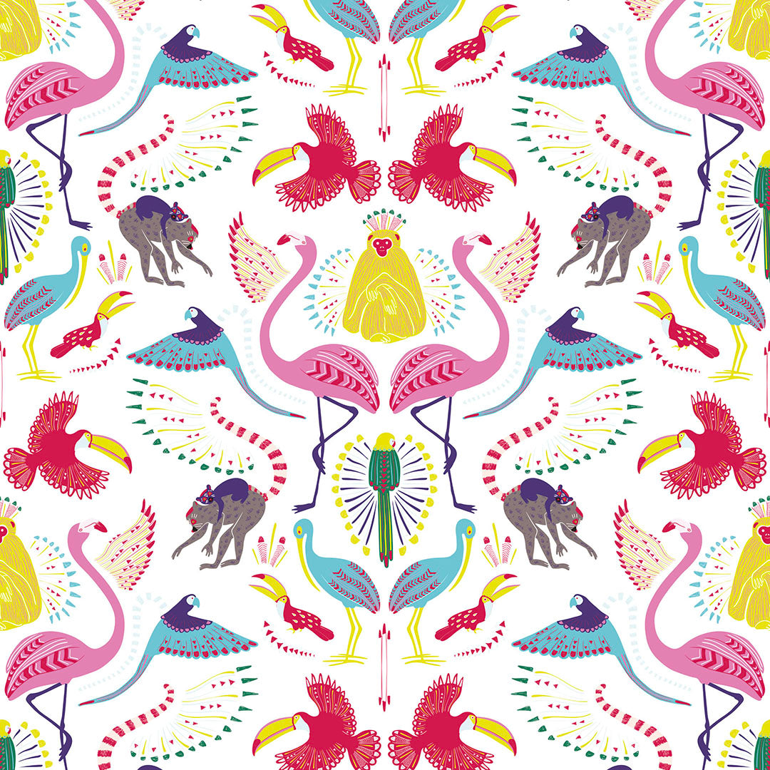 Sample of Madagascar Wallpaper in White and Brights