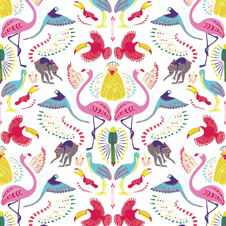 Sample of Madagascar Wallpaper in White and Brights