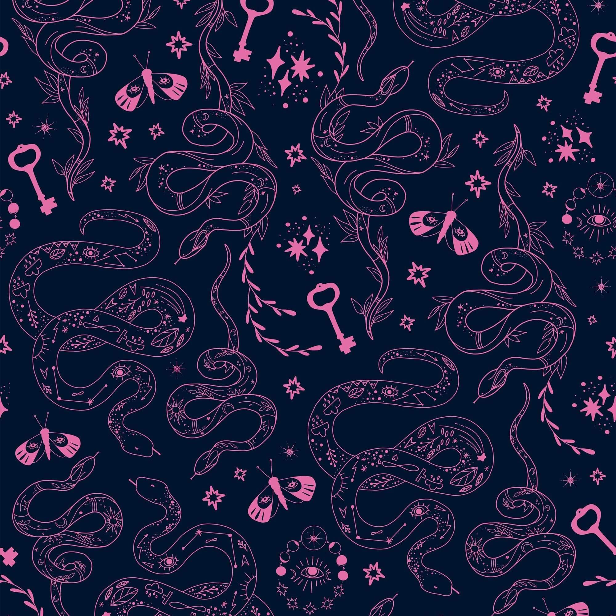 Indigo and Pink Medusa Wallpaper