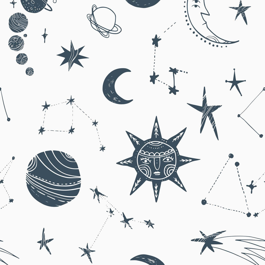 Sample of Intergalactic Wallpaper in Midnight Navy