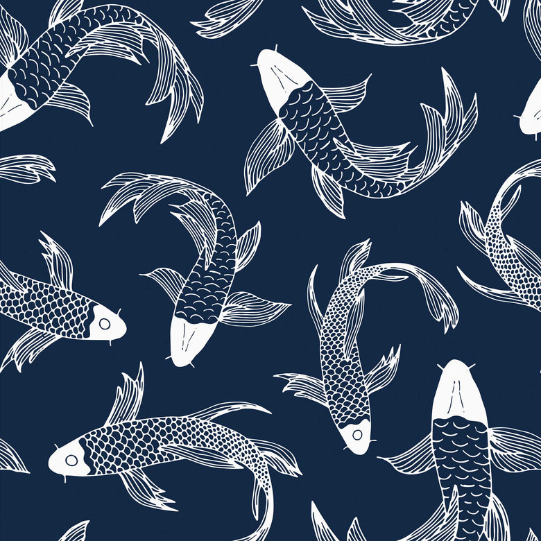 Sample of Carpe Diem Wallpaper in Indigo Blue and White