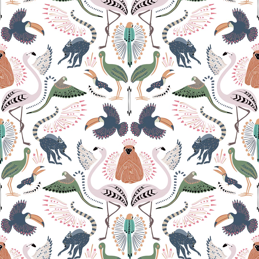 Sample of Madagascar Wallpaper in Muted Pastels