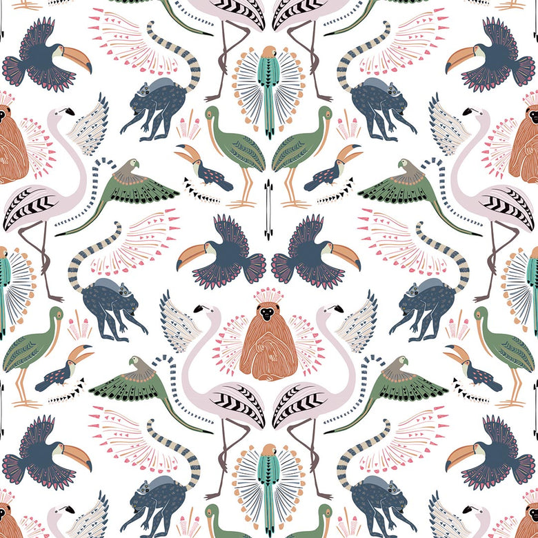 Sample of Madagascar Wallpaper in Muted Pastels