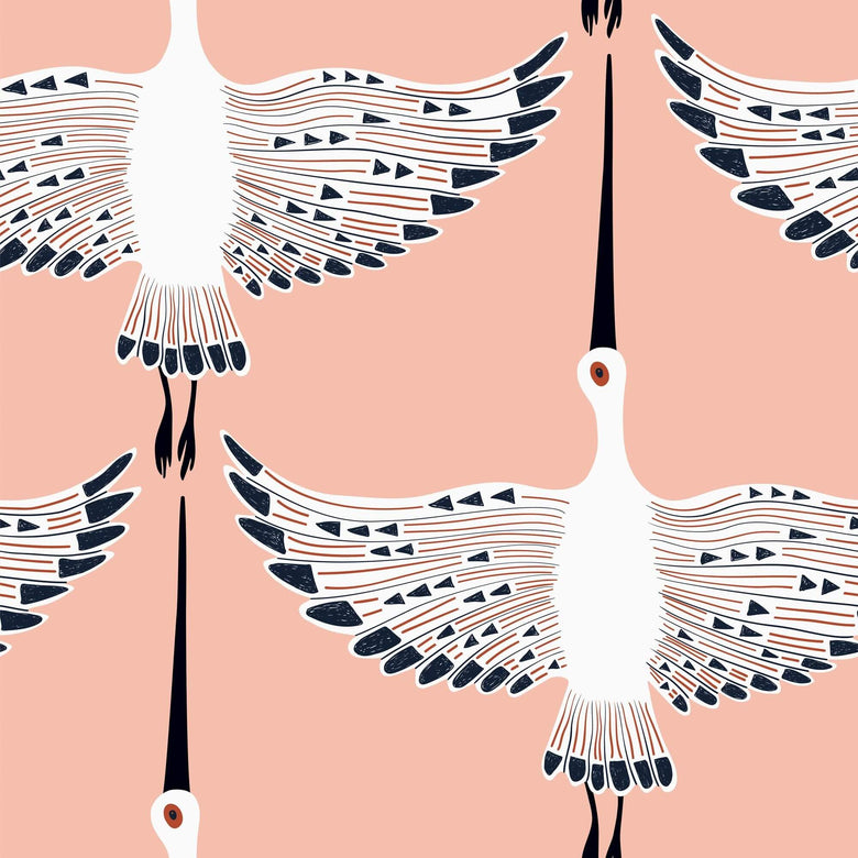 Peach Crane Wallpaper