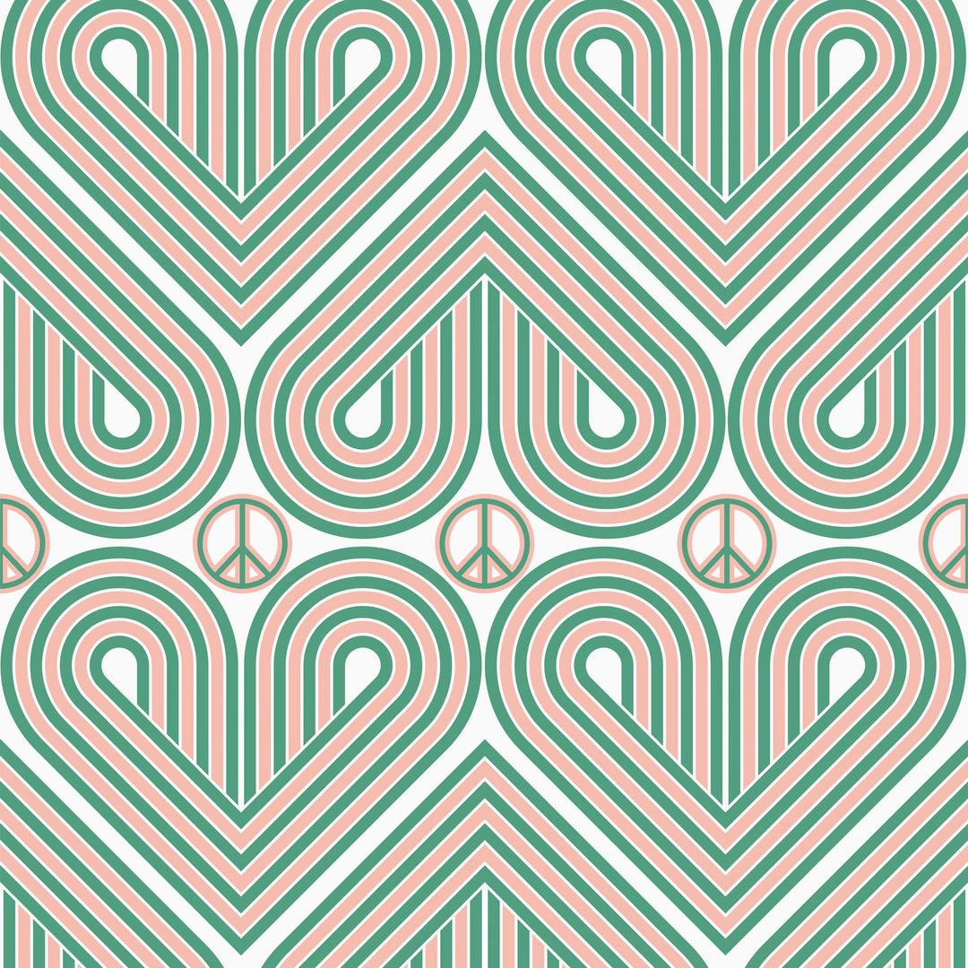 Green and Peach 60's Wallpaper