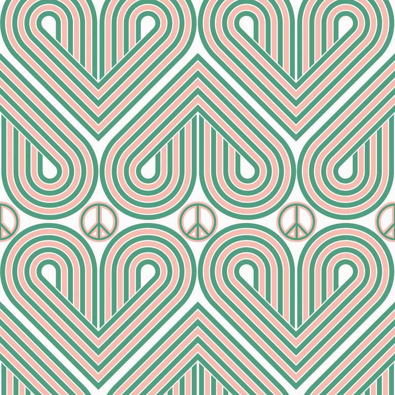 Green and Peach 60's Wallpaper