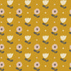 Sample of Flower Power Wallpaper in Mustard and Powder Pink