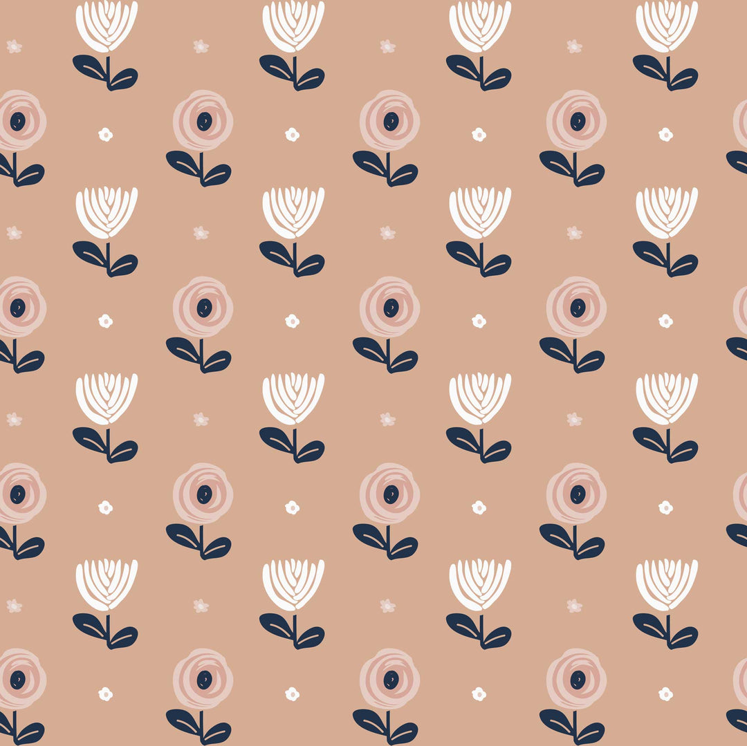 Vintage Floral Wallpaper in Peach