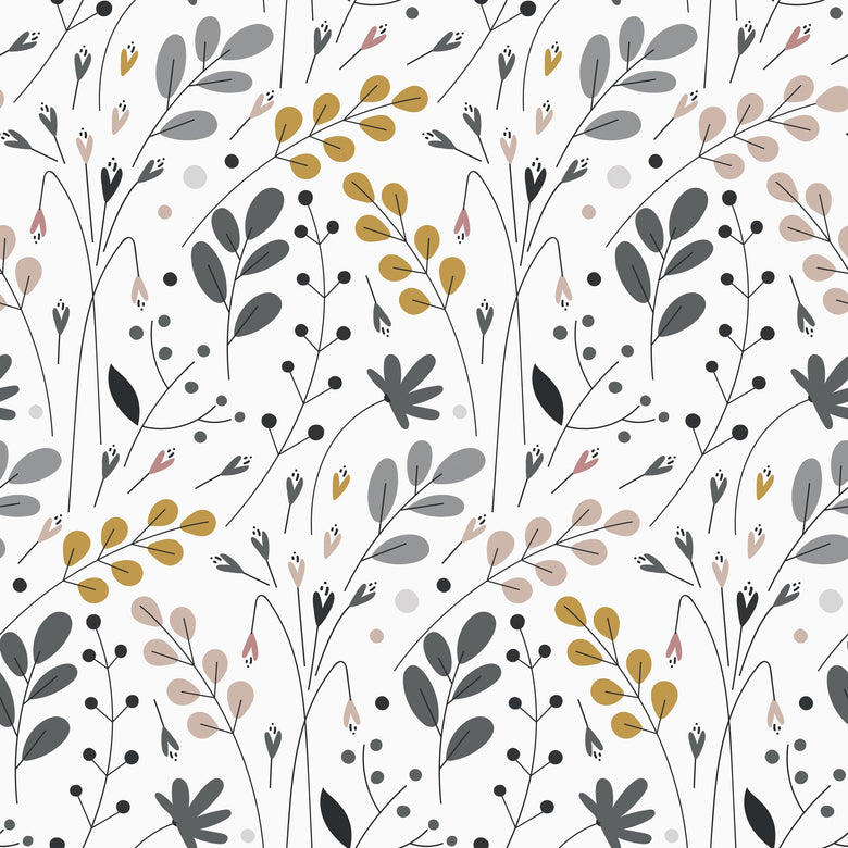 Sample of Cornucopia Wallpaper in Blush, Charcoal and Mustard