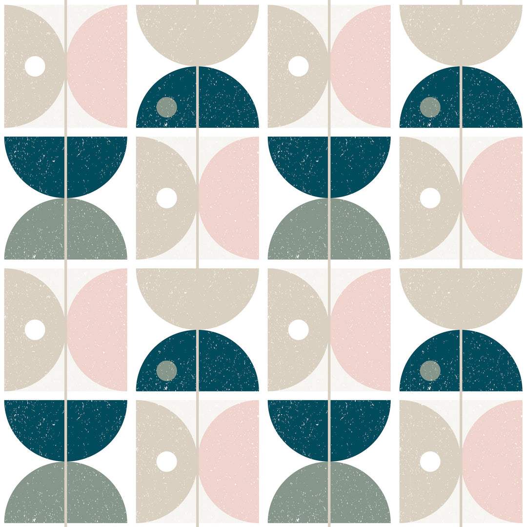 Diablo Wallpaper in Whale Blue, Desert Sage and Powder Pink