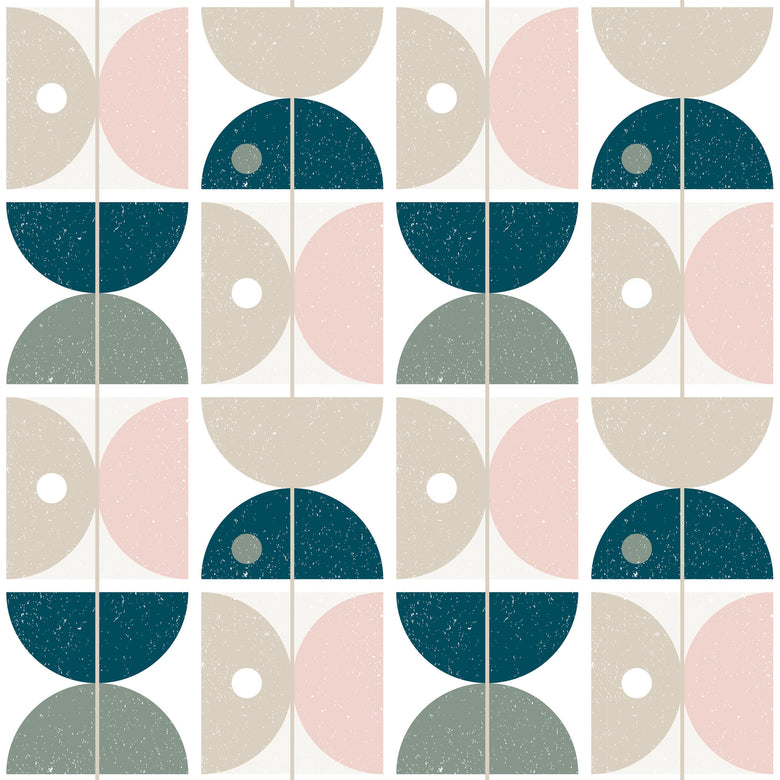 Sample of Diablo Wallpaper in Whale Blue, Desert Sage and Powder Pink