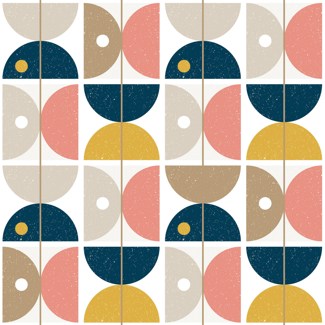 Sample of Diablo Wallpaper in Midnight Blue, Ochre and Flamingo Pink