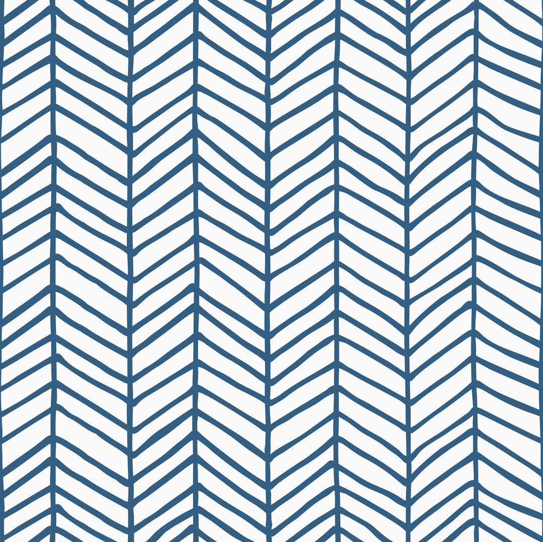 Blue Scandinavian Line Art Wallpaper