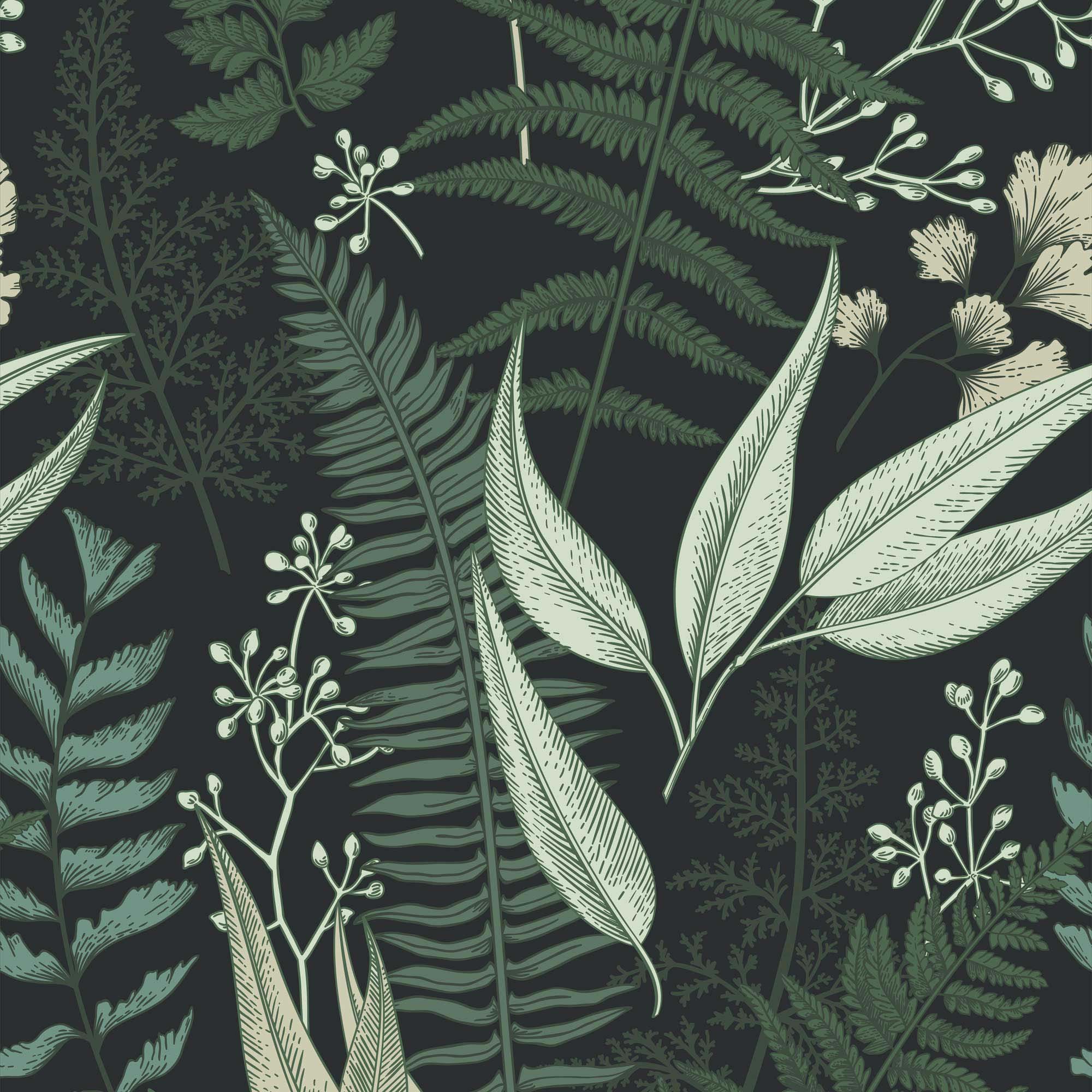 Tropical Jungle Green Leaf Removable Wallpaper  Pottery Barn