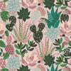 Sample of Plantopia Wallpaper in Shades of Blush and Green