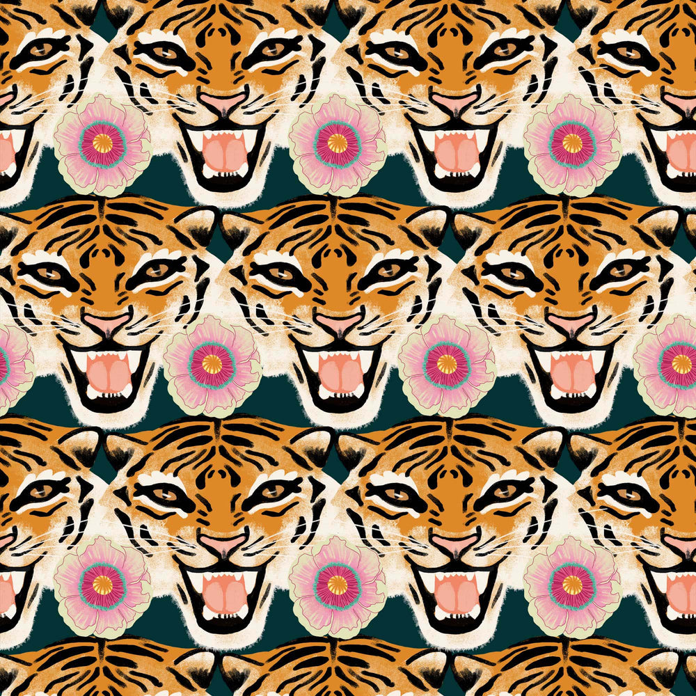 tiger lily backgrounds Tigerlily Wallpaper in Emerald Green, Pink and Orange