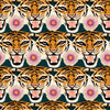 Sample of Tigerlily Wallpaper in Emerald Green, Pink and Orange