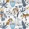Blue and Grey Jungle Wallpaper