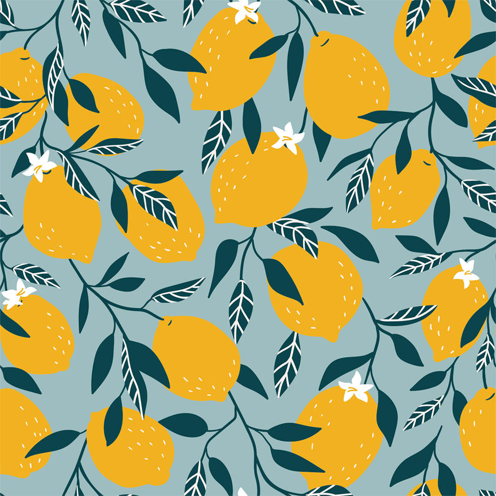 teal and yellow wallpaper