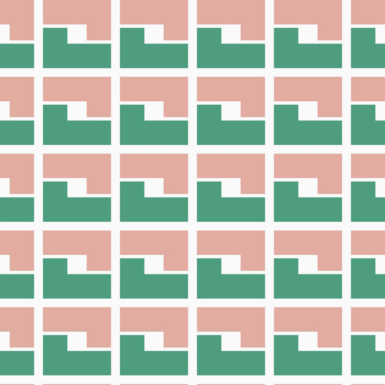 Pink and Green Colour Block Hallway